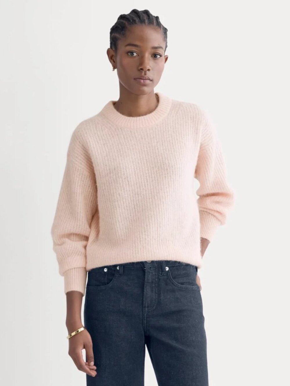 EVERLANE The Cocoon Alpaca Blend Crew-Neck Sweater Cozy Soft Rose Pink